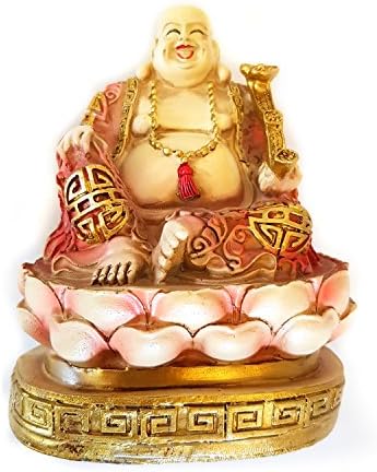 Wealthy Laughing Buddha Sitting on Coins Ornament