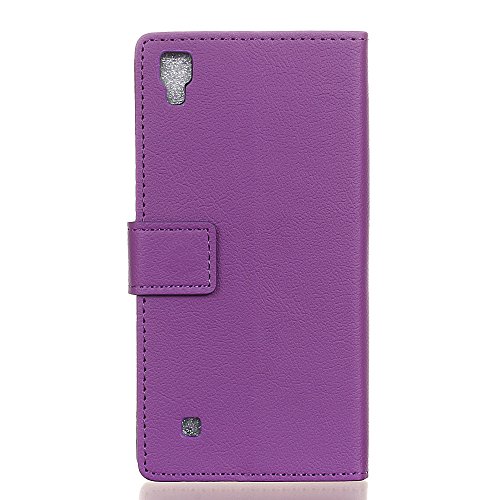 Handyhülle für LG CELLULARE K220 X-POWER ,QUENJOY® Cass Textur Leder Tasche Smart Cover Flip Case Beschützer Haut Schutzhülle Hüllen für LG CELLULARE K220 X-POWER (LGK220) 5,3 Zoll,Lila 03 - 2