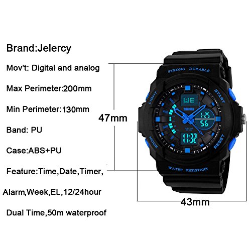Kinderuhren-JungenKinder-Digital-Uhren-Sport-Wasserfest-Digital-Und-Analog-Armbanduhr-Blau