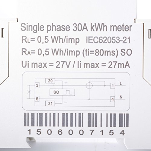 XCSOURCE® 230V 5(30)A AC Strom Messer (SO) Stromzähler KWH DIN BI041 - 6