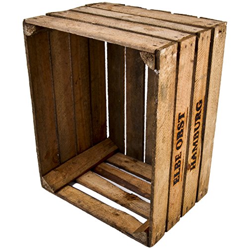 Holzkiste Vintage Elbe Obst Hamburg 30x50x40cm braun Weinkisten Landhaus Kolonial - 2