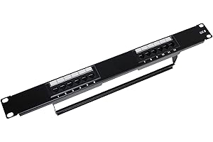 VIVOCH 1U 12 Ports Cat6 Unshielded Wallmount or Rackmount Patch Panel UTP Ethernet Patch Panel with Cat6 Adapter Patch Panel