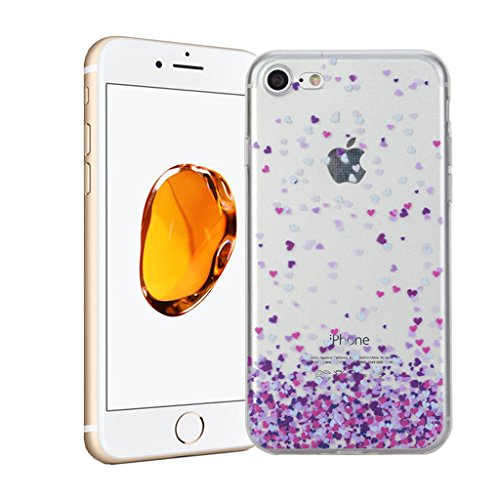 Funda iPhone 7 Silingsan Funda de Silicona TPU para iPhone 7 Carcasa Transparente Soft Clear Case Cover Funda Blanda Flexible Carcasa Delgado Ligero Caja Anti Rasgu  os Anti Choque con Dise  o Creativo - Lleno de Amor
