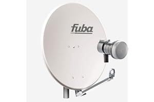 FUBA VERTRIEBS-GMBH Fuba Satellitenschüssel Komplettset 1 Teilnehmer DAL 801 G - Sat Komplettanlage Fuba DAL 800 G Alu Sat-Schüssel/Sat-Spiegel 80cm hellgrau + Fuba DEK 117 Single Universal LNB - HDTV, UHD(4K/8K), 3D