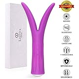 Vibradores Sexuales Mujer, Louviva Consoladores Sexuales Mujer Dobles Vibradores de Silicona con 7 Modos, Estimulador para Vagina, Clítoris, Próstata, Parte Sensible, Recargable por USB, Impermeable