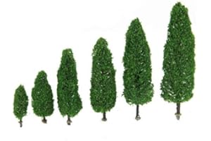 Tiuimk Lot de 6 arbres Cyprès avec différentes hauteurs pour aménagement paysager miniature