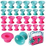 LUTER 80 morceaux de bigoudis de silicone Magic Hair Rollers pour outils de bricolage Styling comprennent 40pcs grands bigoudis de silicone et 40pcs petits bigoudis de silicone (bleu et rose)