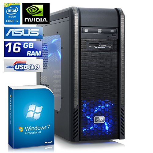 PC – CSL Speed A19954Pro (Core i7) – Gaming QuadCore! PC-System mit Intel Core i7-4790 4x 3600 MHz, 2000GB SATA, 16 GB DDR3, GeForce GT 730 4 GB, DVD-RW, CardReader, GigLAN, 7.1 Sound, USB 3.1, Windows 7 Professional - 2