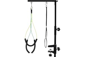 Kalolary Faltbarer Haustier Fellpflege Arm mit Klemme, Hundepflege Schlaufe und zwei Halterungen ohne Sitzen, 90,2 cm Höhenverstellung für große und kleine Hunde