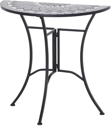 Spetebo Bijzettafel van metaal met mozaïekplaat, halfrond, tuin
