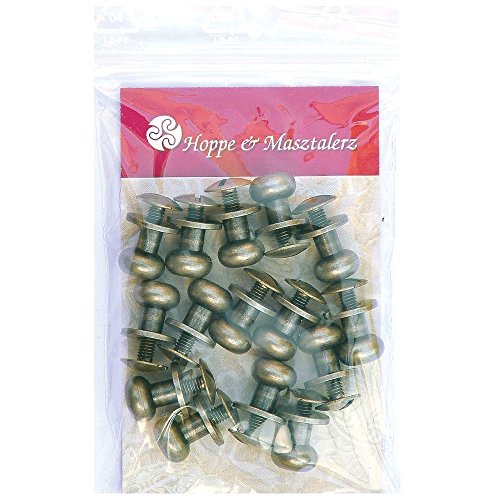 15 Knopfschraubnieten Patronentaschenverschluss Beiltaschenknöpfe Knopfnieten zum Anschrauben Pilzkopfschrauben 8MM nickel-antik - 2