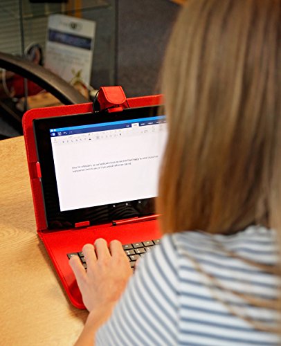 Durable Red Case With Micro USB Keyboard   Stylus Pen For Use With Hannspree Hannspad   Thalia Tablet PC 4  By DURAGADGET