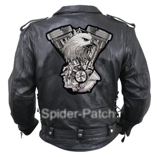Eagle V-twin Embroidered Iron Sew on Biker Aufnäher Patch XXL 28x28cm - 2