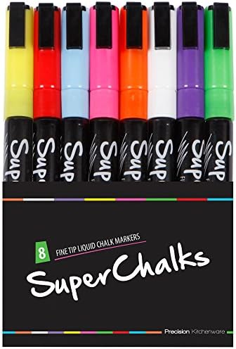 SuperChalks - Fine Tip Liquid Chalk Markers - 8 Pack