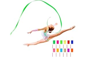 Bamboopack 12 Pieces Dance Ribbons Streamers Rhythmic Gymnastics Ribbon Dance Silk Ribbon Wands Artistic Twirling Ribbons Rods for Artistic Dancing Performance and Games
