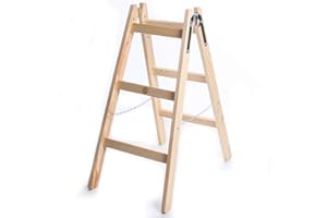 ARZER Holzleiter Standard 2x3 Stufen Zweiseitige Klappleiter Leiter Haushaltsleiter 150kg