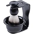 Aiweijia Shaving Brush Set,3 in 1 Shaving Kit for Men Hair Beard Brush with Stand Shaver Holder and Shaving Bowl for Father Day Gifts