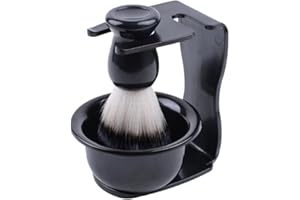 Aiweijia Rasierpinsel-Set,3 in 1 Rasierset für Männer Haar-Bartpinsel mit Ständer Rasiererhalter und Rasierschale für Vatertagsgeschenke