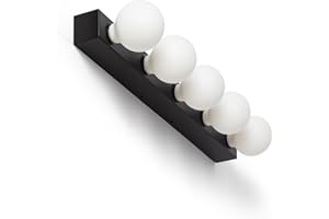 LEDKIA LIGHTING Lámpara de Pared Baño Metal 5 Focos Aizkra Negro E27