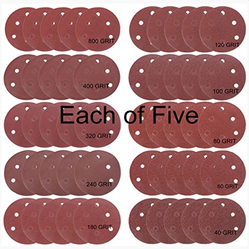 KING DO WAY 50Pcs Schleifscheiben Schleifpapier Durchmesser 125mm 6 Loch Klettscheiben Koernung Schleifen - 4