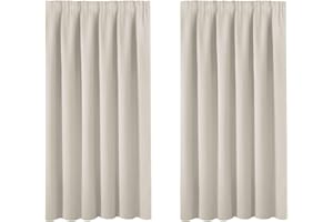 BellaHills Paneles de Cortina: Cortinas para niños para oscurecer la habitación, Decorativas, Plisadas, Cortinas pequeñas para Dormitorio de niños, 46 x 54 Pulgadas, 2 Paneles, Color Beige Claro