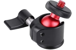 DIYEENI Testa del treppiede, Supporto per Telecamera Mini Testa a Sfera, Testa a Sfera in Metallo in Lega di Alluminio, Supporto per videocamera a 360 Gradi, Attacco a Vite 1/4 "per Fotocamera DSLR