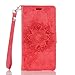 Produktbild BENKER Wiko Lenny 3 Flip Hülle, Premium Mandala Prägemuster Stoßfest [Magnet Schutzhülle Book Style] Card Slot Flip Cover Ledertasche Handyhülle - Rot