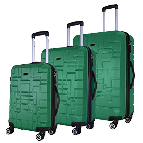 SHAIK Serie XANO Maletas De Viaje Set De 3 Piezas - TSA CASTILLO 45/78/124 Capacidad De Litros Cubierta Dura Y Flexible Equipaje De Mano Con Ruedas 360⁰ De Rotaci&oacute;n (Verde, 3 Piezas)