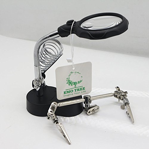 EMOTREE 3,5/12 Fach Dritte Hand Vergrößerung LED Lupe mit Halter Klemmen Platinenhalter Löthilfe Arbeitsplatz Tischlupe - 2