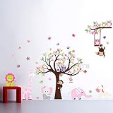 EMOTREE Kinderzimmer Wandtattoo Wandaufkleber Sticker Dekor Tiere Kinder Tierpark Baum Blume Wald XXL - 4