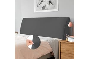 Caijin Bettkopfteil Hussen Bett Kopfteil Bezug, Weicher Strecken Samtstoff Staubdicht, Staubdichte Schutzhülle für gepolsterte Schlafzimmer Kopfteil, Samt Stoff (180-200 cm（Cal King）, Grau)