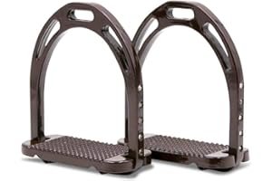 Amka Étrier en aluminium avec strass, surface de pesée extra léger, grilles, Largeur | Aluminium Stirrup with Rhinestones, Light, marron