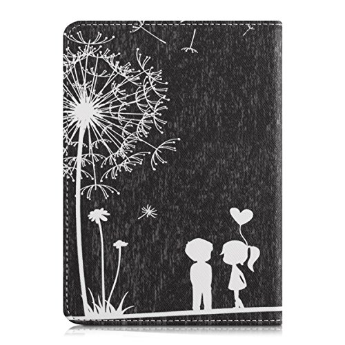 kwmobile Hülle für Tolino Shine 2 HD – Flipcover Case eReader Schutzhülle – Bookstyle Klapphülle Pusteblume Love Design Weiß Schwarz - 3