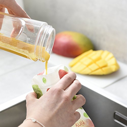 Original tiny choice Quetschies 5er Pack – wiederverwendbare Quetschbeutel zum selber befüllen – 150 ml – BPA-frei – leicht zu reinigen – auslaufsicher – für Bio Babybrei, Joghurt, Smoothies, Obstmus – ideal für Beikoststart – Snacks für unterwegs – für Babys, Kleinkinder und Kinder geeignet - 4