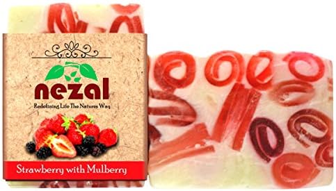 Nezal's Premium Herbal Handcrafted Strawberry & Mulberry Organic Bathing Soap - 3.5 Oz