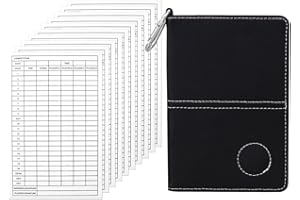 BDKMMS Golf Scorecard Holder, PU leather Golf Log Book with 10 Pcs Golf Scorecards Portable Golf Yardage Book for Golf Training Men & Women