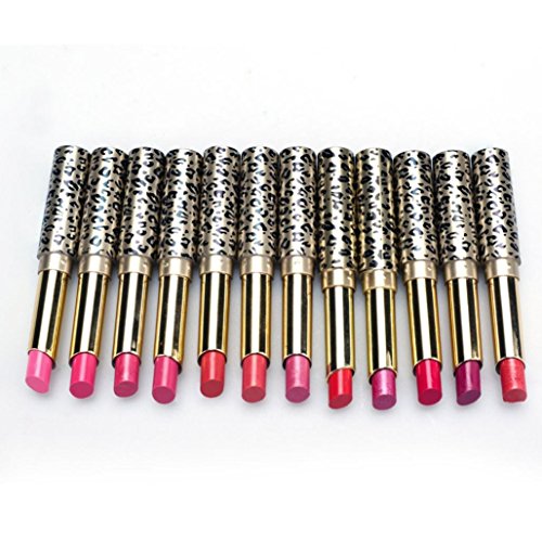Ularmo 12 Stück / set Lippenstifte Lip Stain Make-up Leopard feuchtigkeitsspendenden Lippenstift (12 Stück / Satz) - 2