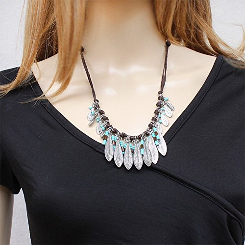 Hosaire 1 Stück Halskette Vintage schmuck Kreativ türkis Quaste Anhänger Necklace Kette - 3