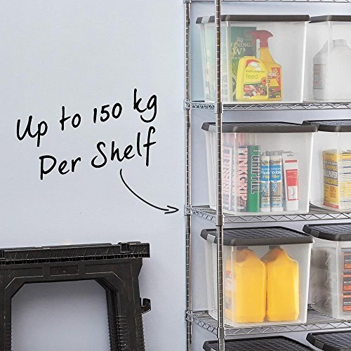Chrome Shelving Unit with 3 Shelves - H1200 x W1200 x D450 mm. 4ft High Robust Shelving Ideal for Storage in the Kitchen, Stockroom, Garage, Office, Shop and more