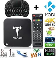 [2016 New Arrivals]S2 Amlogic S905 Quad Core Android TV Box XBMC Kodi Full Loaded Media Player Android 5.1 Kitkat Mini PC TV Stick 4K 1G 8G WiFi Box (With Wireless Keyboard)