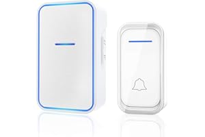 AIPOTEC Timbre Inalámbrico Exterior Impermeable, Timbres para Puerta con 300m Alcance, 38 Tonos de Llamada, 4 Volumen Ajustable, Timbre Exterior y LED Intermitente para Hogar, Oficina, Hotel (White)