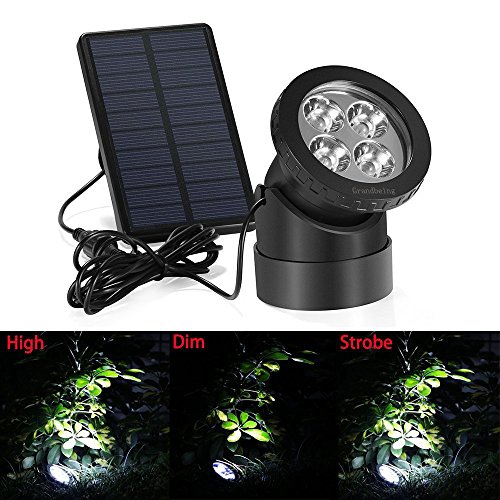 GrandBeing® Gartenleuchte 4 LED AußenleuchteWasserdicht led solar strahler Spotlicht Solarlicht Sonnenenergie Landschaft Beleuchtung für im Freien , Garten ,Pool ,Teich Punkt Licht Lampe (weiß) - 7