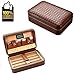 Produktbild COMMODA Portable Echtes Leder Zeder Zigarre Reisetasche Zeder Humidor mit Cutter Feuerzeug Set Holzkiste (Braun Gewebt)
