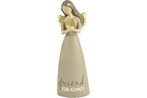 BLOSSOM BUCKET Piuma & Grazia cuore, statuetta con scritta "Amico per sempre, angelo Memoriale per interni ed esterni, sculture o statue come regalo ispiratorio, resine, multicolore, taglia unica