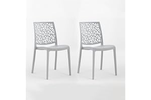 SIEDITI FUORI E DENTRO Chaises en résine avec Fibre de Verre empilables pour intérieur/Cuisine/Salle à Manger et extérieur/Jardin Anna (2 Chaises, Gris Clair)