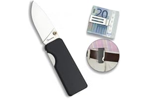 Tiendas LGP Albainox - 19329 - Navaja Albainox Black. Plegable, H:5 cm – Con pinza para billetes, Herramienta para Caza, Pesca, Camping, Outdoor, Supervivencia y Bushcraft