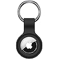 Linsaner Compatible with AirTag Case Keychain Air Tag Case Holder Silicone AirTags Key Ring Cases Air Tags Key Chain Compatible with Apple AirTag GPS Item Finders Accessories，Black