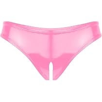 iEFiEL Wetlook Women's Hotpants Open Briefs with Lace Ruffle ...