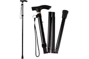 Girls'Love Talk Unisex Faltbar Gehstock Klappbar Bergstock Leichtgewichtiger Canes Höhenverstellbarer Gehstock Sticks, Handschlaufe Stock Wandern, Spazierstock(Schwarz)