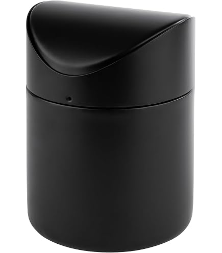 Poubelle De Table CHG - Acier Inoxydable Argent 2.54L - Design Cylindrique Avec Couvercle Basculant - Parfaite Pour Cuisine & Bureau